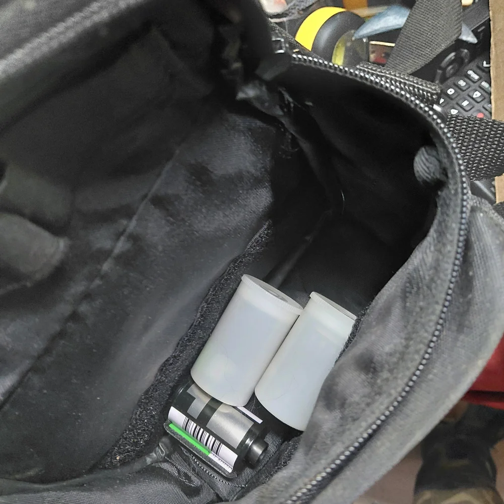 Fuji Discovery 1000 Zoom Date 35mm film camera. With Bag, Film, Film CleaninTool